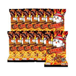 makro-snack-0419 กรินนี่ ขนมขาไก่ รสสวีทชิลลี่บาร์บีคิว 18g (แพ็ค 12 ซอง)