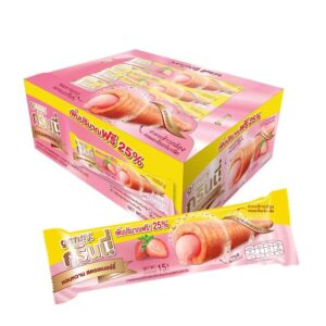 กรินนี่ รสสตรอเบอร์รี่ เคลือบสตรอเบอร์รี่ 15g (กล่อง 12 ชิ้น)