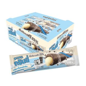 กรินนี่ รสคุกกี้แอนด์ครีม เคลือบคุกกี้แอนด์ครีม 15g (กล่อง 12 ชิ้น)
