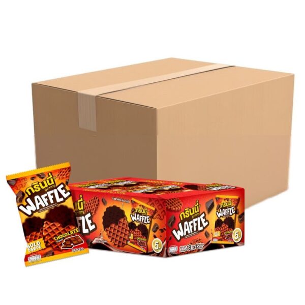 makro-snack-0507 กรินนี่ วาฟเฟิลคริสป์ รสเอ็กซ์ตรีมช็อกโกแลต 18g (กล่อง 12 ชิ้น) x12