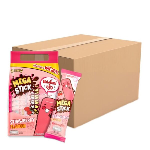 makro-snack-0510 กรินนี่ ขนมข้าวโพดอบกรอบเคลือบรสสตรอเบอร์รี่ 11g (แพ็ค 20 ชิ้น) x12