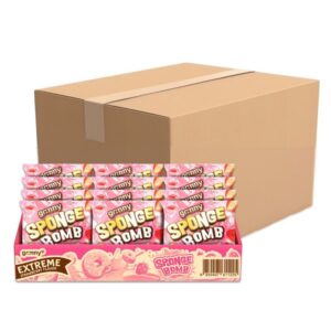makro-snack-0528 กรินนี่ ขนมสปองบอมบ์อบกรอบ รสเอ็กซ์ตรีมสตรอเบอร์รี่ 15g (กล่อง 12 ชิ้น) x12