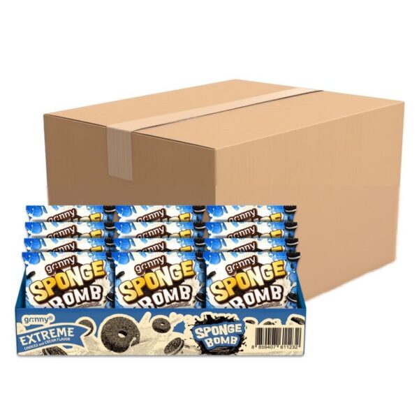 makro-snack-0529 กรินนี่ ขนมสปองบอมบ์อบกรอบรสเอ็กซ์ตรีมคุกกี้แอนด์ครีม 15g (กล่อง 12 ชิ้น) x12