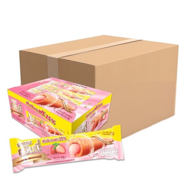 กรินนี่ รสสตรอเบอร์รี่ เคลือบสตรอเบอร์รี่ 15g (กล่อง 12 ชิ้น) x12