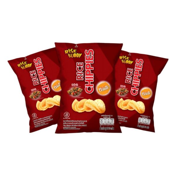 makro-snack-0559 ขนมข้าวแผ่นอบกรอบเพื่อสุขภาพ อร่อย มี อย และฮาลาล RICE CHIPPIES รสบีบีคิว (แพ็ค 3 ซอง)