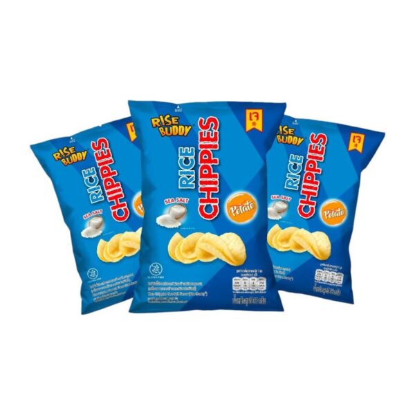ขนมข้าวอบกรอบเพื่อสุขภาพ อร่อย มี อย และฮาลาล RICE CHIPPIES รสซีซอลท์ (แพ็ค 3 ซอง)