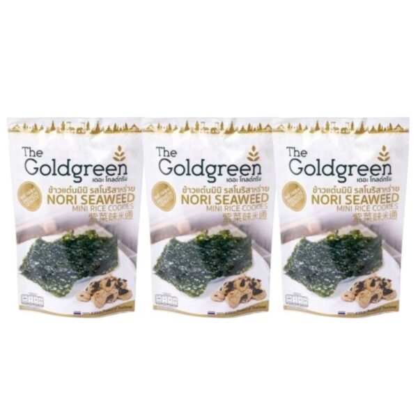 [แพคโปร3] The Goldgreen - ข้าวแต๋นมินิรสสาหร่าย NORI SEAWEED MINI RICE COOKIES 40 กรัม
