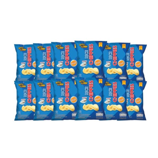 makro-snack-0591 ขนมข้าวแผ่นอบกรอบเพื่อสุขภาพ อร่อยมี อย และ ฮาลาล RICE CHIPPIES รสซีซอลท์ (แพ็ค 12 ซอง)