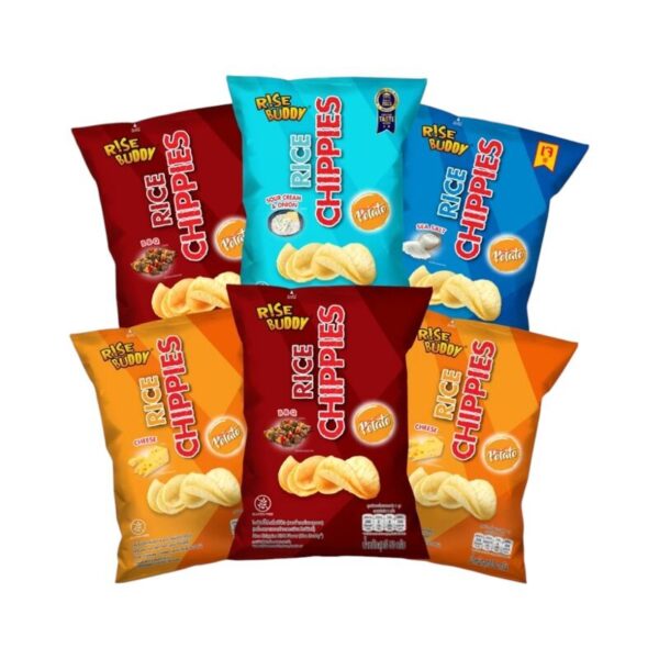 ขนมข้าวแผ่นอบกรอบเพื่อสุขภาพ อร่อยมี อย และ ฮาลาล RICE CHIPPIES มี 4 รสชาติ (แพ็ค 6 ซอง)