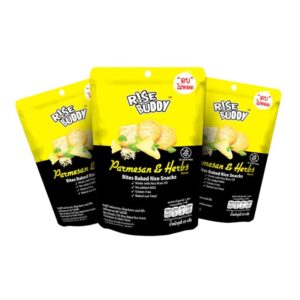 makro-snack-0596 ขนมข้าวอบกรอบ เพื่อสุขภาพ อร่อย มี อย และ ฮาลาล RISE BUDDY มี 6 รสชาติให้เลือก (แพ็ค 3 ซอง) Parmesan & Herbs