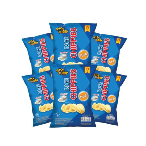 makro-snack-0598 ขนมข้าวแผ่นอบกรอบเพื่อสุขภาพ อร่อย มี อย และฮาลาล RICE CHIPPIES รสซีซอลท์ (แพ็ค 6 ซอง)