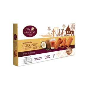 makro-snack-0602 ศรีวรรณา ทองม้วนรสชาไทย 80 กรัม SRIWANNA COCONUT CRISPY ROLLS THAI TEA 80 G.
