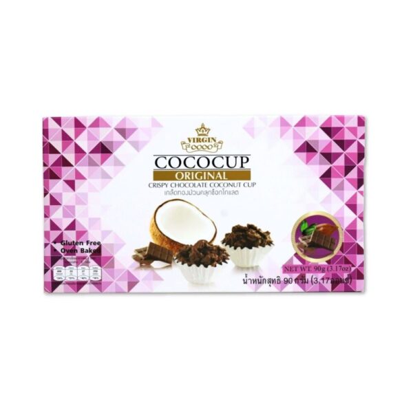 makro-snack-0614 เวอร์จิ้นโคโค่ เกล็ดทองม้วนคลุกช็อกโกแลต 90 กรัม (VIRGIN CoCo Crispy Chocolate Coconut Cup 90 g.)