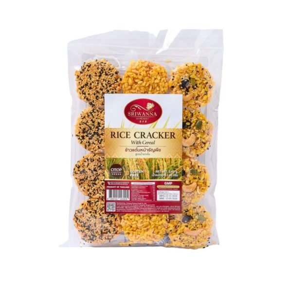ศรีวรรณา ข้าวแต๋นหน้าธัญพืช 140 กรัม (Sriwanna Rice Cracker with Cereal 140 g.)