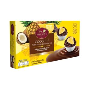 makro-snack-0627 ศรีวรรณา เกล็ดทองม้วนคลุกช็อกโกแลต หน้าสับปะรดอบแห้ง 80 กรัม