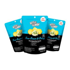 makro-snack-0637 ขนมข้าวอบกรอบ เพื่อสุขภาพ อร่อย มี อย และ ฮาลาล RISE BUDDY มี 6 รสชาติให้เลือก (แพ็ค 3 ซอง) Sour Cream & Onion