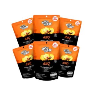 makro-snack-0640 ขนมข้าวแผ่นอบกรอบเพื่อสุขภาพ อร่อย มี อย และฮาลาล RISE BUDDY กลิ่นบาร์บีคิว (แพ็ค 6 ซอง)