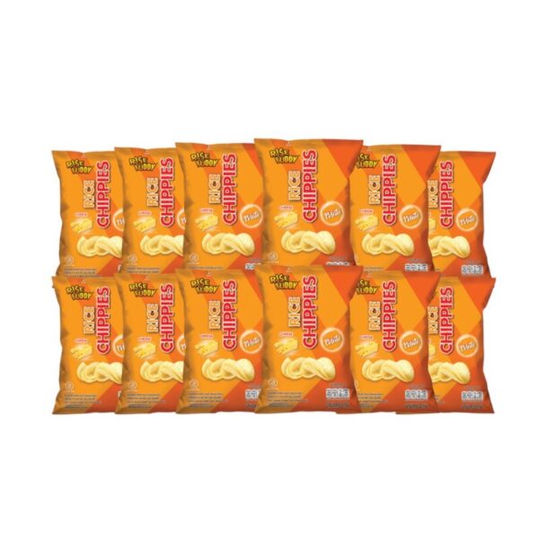 ขนมข้าวแผ่นอบกรอบเพื่อสุขภาพ อร่อยมี อย และ ฮาลาล RICE CHIPPIES รสชีส (แพ็ค 12 ซอง)