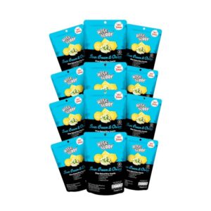 makro-snack-0646 ขนมข้าวแผ่นอบกรอบเพื่อสุขภาพ อร่อย มี อย และฮาลาล RISE BUDDY กลิ่นซาวครีมและหัวหอม (แพ็ค 12 ซอง)