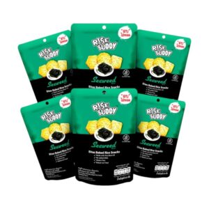 ขนมข้าวแผ่นอบกรอบเพื่อสุขภาพ อร่อย มี อย และฮาลาล RISE BUDDY กลิ่นสาหร่าย (แพ็ก 6 ซอง)