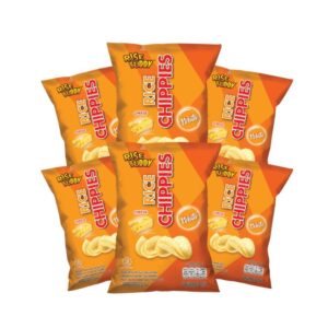 ขนมข้าวแผ่นอบกรอบเพื่อสุขภาพ อร่อย มี อยและฮาลาล RICE CHIPPIES รสชีส (แพ็ค 6 ซอง)