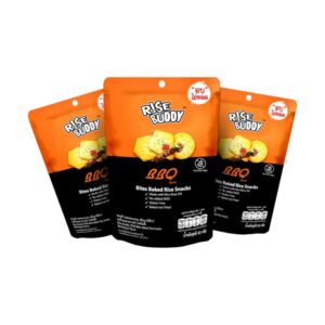 makro-snack-0656 ขนมข้าวแผ่นอบกรอบเพื่อสุขภาพ อร่อย มี อย และฮาลาล RISE BUDDY กลิ่นบาร์บีคิว (แพ็ค 3 ซอง)
