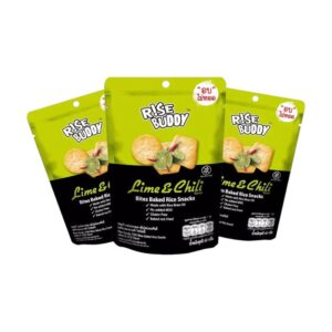 makro-snack-0666 ขนมข้าวอบกรอบ เพื่อสุขภาพ อร่อย มี อย และ ฮาลาล RISE BUDDY มี 6 รสชาติให้เลือก (แพ็ค 3 ซอง) Lime & Chili