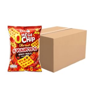 makro-snack-0682 กรินนี่ โอพัฟ ขนมข้าวเกรียบตาราง รสหม่าล่าสไปซี่ 15g (ยกลัง 144 ซอง)