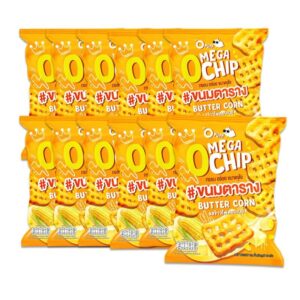 makro-snack-0690 กรินนี่ โอพัฟ ขนมข้าวเกรียบตาราง รสข้าวโพดย่าง 15g x12 ซอง