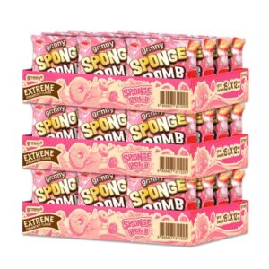 makro-snack-0699 กรินนี่ ขนมสปองบอมบ์อบกรอบ รสเอ็กซ์ตรีมสตรอเบอร์รี่ 15g (กล่อง 12 ชิ้น) x3