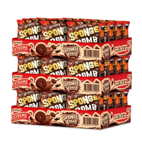 กรินนี่ ขนมสปองบอมบ์อบกรอบรสเอ็กซ์ตรีมช็อกโกแลต 15g (กล่อง 12 ชิ้น) x3