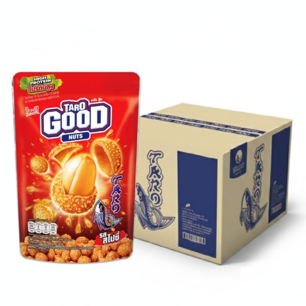 makro-snack-0710 ทาโร กู๊ด ถั่วเคลือบปลาทาโรอบกรอบ รสสไปซี่ 60 กรัม X24