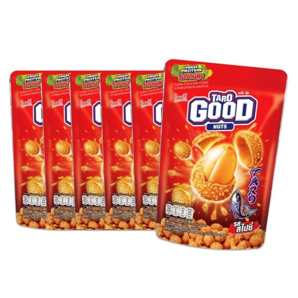 makro-snack-0714 ทาโร กู๊ด ถั่วเคลือบปลาทาโรอบกรอบ รสสไปซี่ 60 กรัม X6