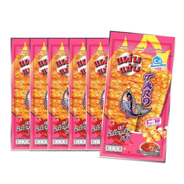 makro-snack-0733 ทาโร ปลาสวรรค์แผ่น รสน้ําจิ้มลูกชิ้นแซ่บ 15 กรัม x6