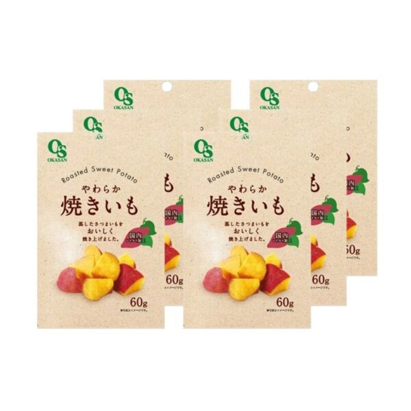 makro-snack-0749 โอก้าซัง มันหวานนึ่ง อบแห้ง หั่นชิ้น โอก้าซัง ยาวารากะ ยากิอิโมะ (ผลิตในประเทศญี่ปุ่น) ขนาด 60 กรัม x 6 ห่อ