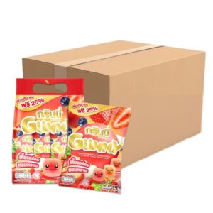 makro-snack-0754 กรินนี่ ขนมเยลลี่เจลาตินสําเร็จรูป กลิ่นผลไม้เบอร์รี่รวม 15g (แพ็ค 12 ชิ้น) x12