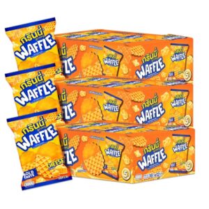 makro-snack-0756 กรินนี่ วาฟเฟิลคริสป์ รสเชดด้าชีส 18g (กล่อง 12 ชิ้น) x3