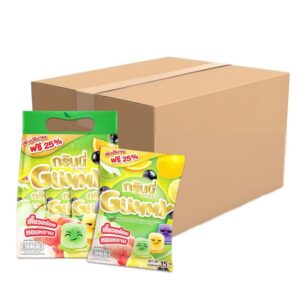 makro-snack-0762 กรินนี่ ขนมเยลลี่เจลาตินสําเร็จรูป กลิ่นผลไม้ทรอปิคคอลฟรุต 15g (แพ็ค 12 ชิ้น) x12