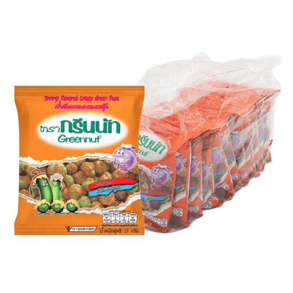 กรีนนัท ถั่วลันเตาอบกรอบ รสกุ้ง 17 ก. x 12