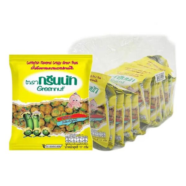 กรีนนัท ถั่วลันเตาอบกรอบ รสปลาหมึก 17 ก. x 12