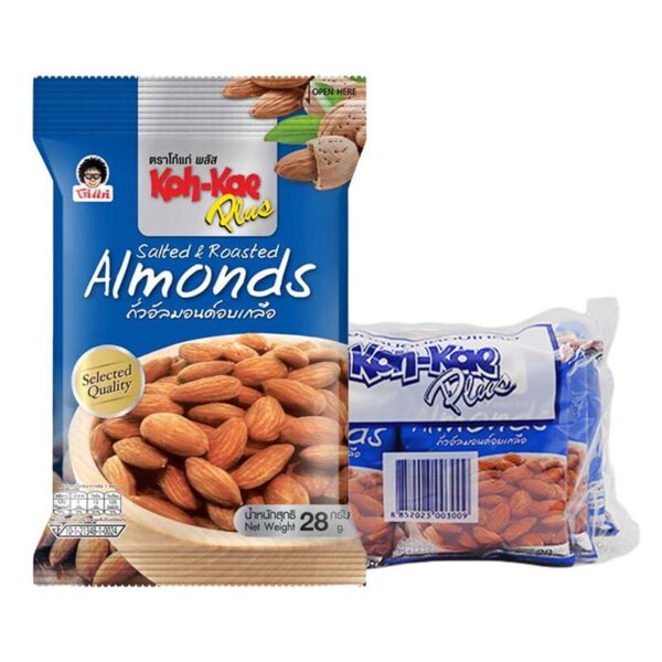 makro-snack-0808 โก๋แก่ พลัส อัลมอนด์อบเกลือ 28 ก. x 6