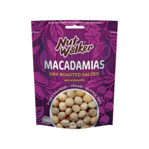 นัท วอล์คเกอร์ แมคคาเดเมียอบ 300 ก.  Nut Walker Roasted Unsalted Macadamias 300 g.