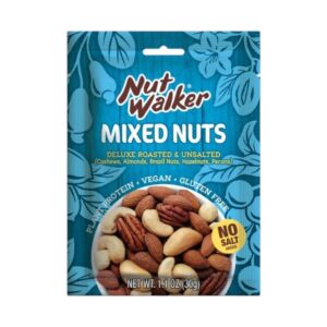 นัท วอล์คเกอร์ มิกซ์นัทเดอลุกซ์ไม่ใส่เกลือ 30ก. Nut walker Deluxe Roasted & Unsalted Mixed Nuts 30 g.