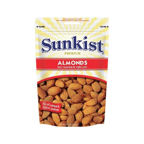 ซันคิสท์ อัลมอนด์อบเกลือ รสเค็มน้อย 140 ก. Sunkist Dry roasted & Light salt Almonds 140 g.