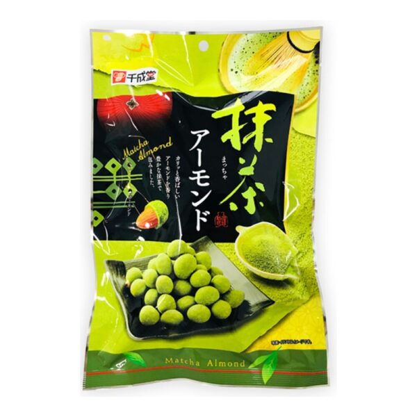 makro-snack-0904 อัลมอนด์เคลือบรสมัทฉะ 100 กรัม Matcha Almond (Sennarido Brand)