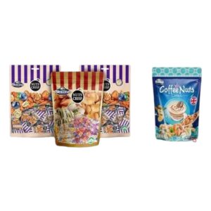 makro-snack-0919 (โปร 3 ฟรี 1) ห่อเล็ก ขนมถั่วตุ๊บตั๊บอัลมอนด์ พิสตาชิโอ เม็ดมะม่วงหิมพานต์ ตราเนสไลน์ Nezline ตุ้บตั้บ ถั่วตัด บลู2+ดังเดิม1+กาเเฟ1