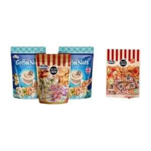 makro-snack-0933 (โปร 3 ฟรี 1) ห่อเล็ก ขนมถั่วตุ๊บตั๊บอัลมอนด์ พิสตาชิโอ เม็ดมะม่วงหิมพานต์ 4 รสชาติ ตราเนสไลน์ Nezline ตุ้บตั้บ ถั่วตัด กาแฟ2+ดังเดิม1+สตอ 1