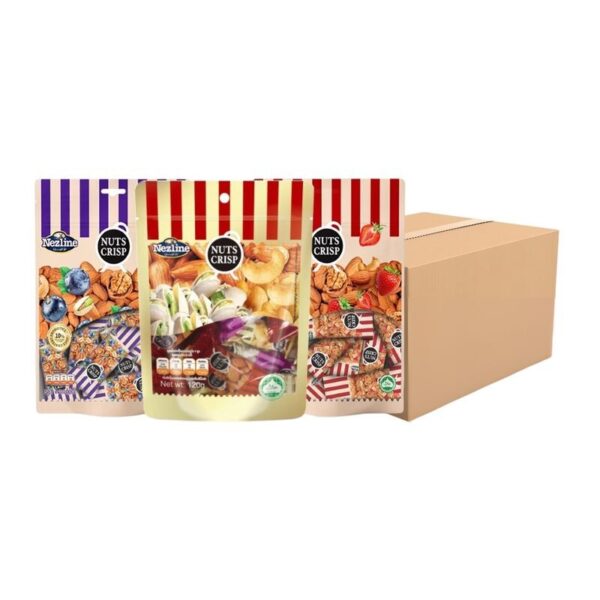 [ครึ่งลัง 25 ห่อ] Nezline Nuts Crips ขนมตุ้บตั้บ รสถั่วต่างๆ 120 กรัม คละรส (รสอัลมอนด์,รสเม็ดมะม่วงหิมพานต์,รสพิสตาชิโอ)