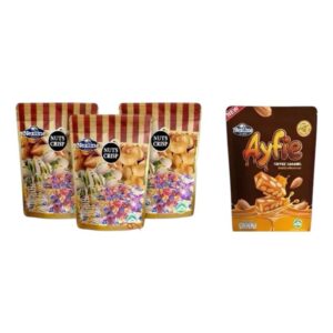 makro-snack-0936 (โปร 3 ฟรี 1) ห่อเล็ก ขนมถั่วตุ๊บตั๊บอัลมอนด์ พิสตาชิโอ เม็ดมะม่วงหิมพานต์ 4 รสชาติ ตราเนสไลน์ Nezline ตุ้บตั้บ ถั่วตัด ดั้งเดิม3 + ทอฟฟี่ 1
