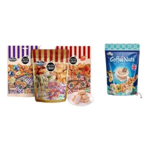 makro-snack-0937 (โปร 3 ฟรี 1) ห่อเล็ก ขนมถั่วตุ๊บตั๊บอัลมอนด์ พิสตาชิโอ เม็ดมะม่วงหิมพานต์ 4 รสชาติ ตราเนสไลน์ Nezline ตุ้บตั้บ ถั่วตัด ดด1+สตอ1+บลู1+กาแฟ1